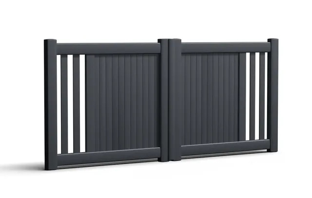 Préfalu Doron portail battant aluminium semi-ajouré vertical