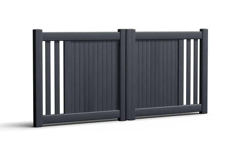 Préfalu Doron portail battant aluminium semi-ajouré vertical