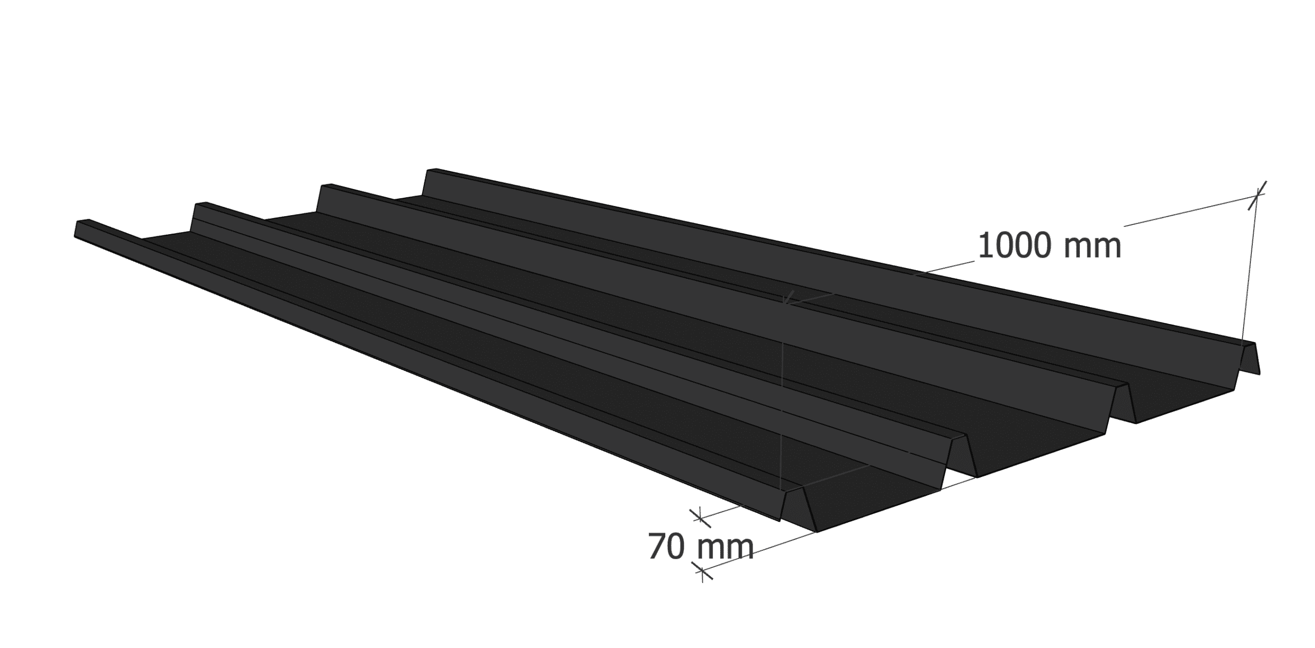 Abri Français Couverture Bac Acier 65/100 Gris RAL 7016 1000 mm