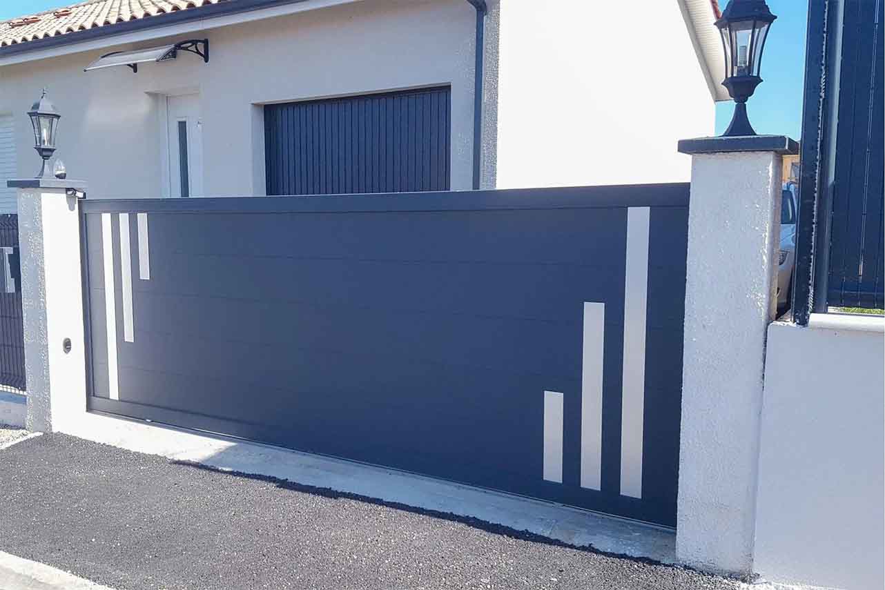METAL GARDEN Portail coulissant plein portail alu 3500 mm