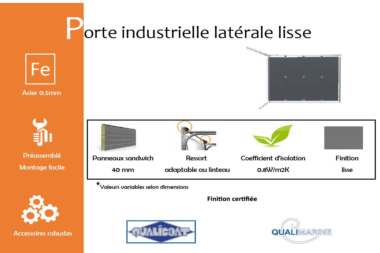 METAL GARDEN Portes Sectionnelles Industrielles porte latérale 3000 mm