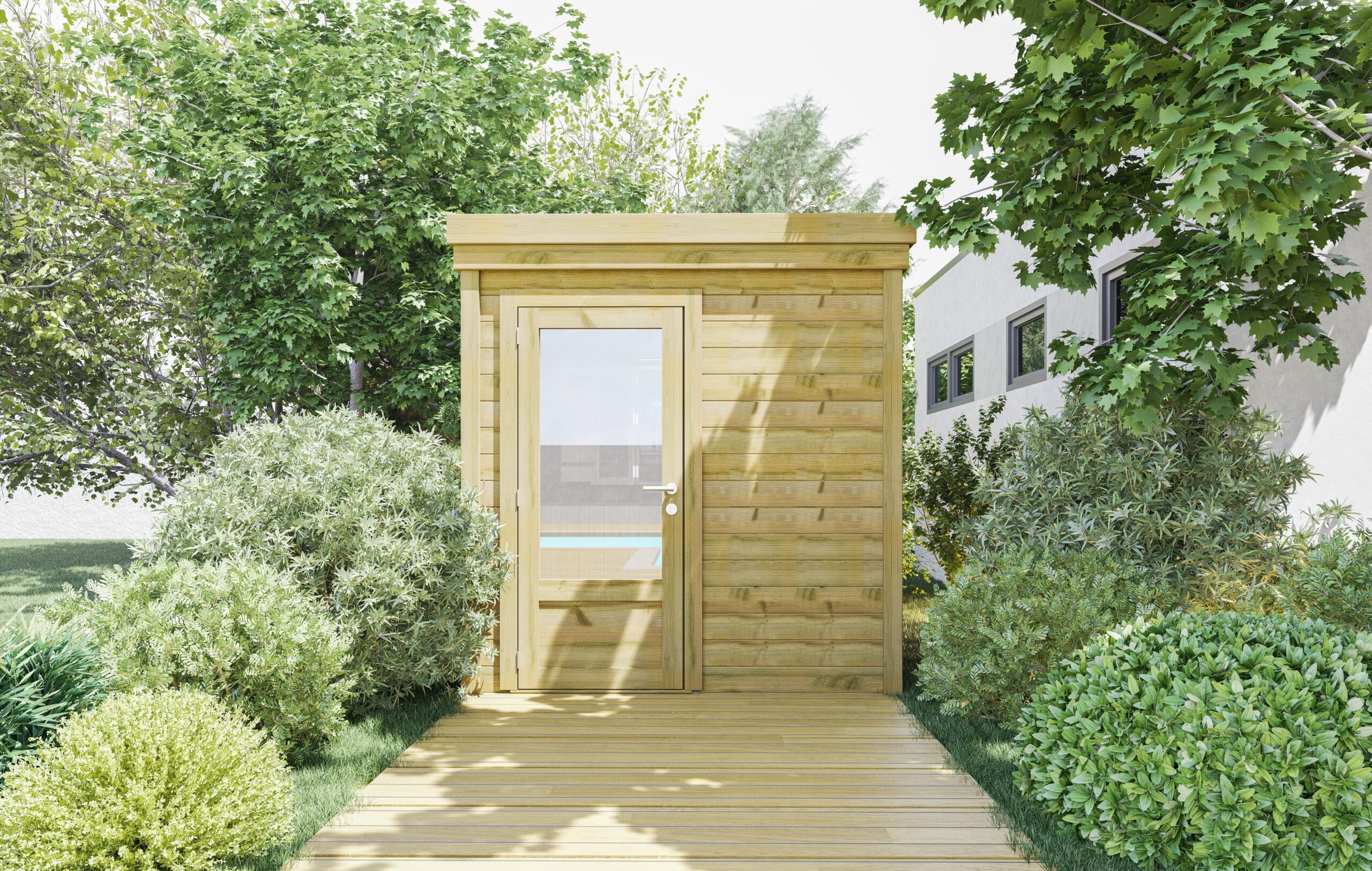 Abri Français Gamme Origine abri piscine jardin porte simple 5,4m2