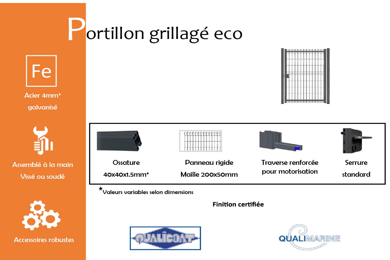 METAL GARDEN Portillons Acier Portillon grillagé éco 1060 mm