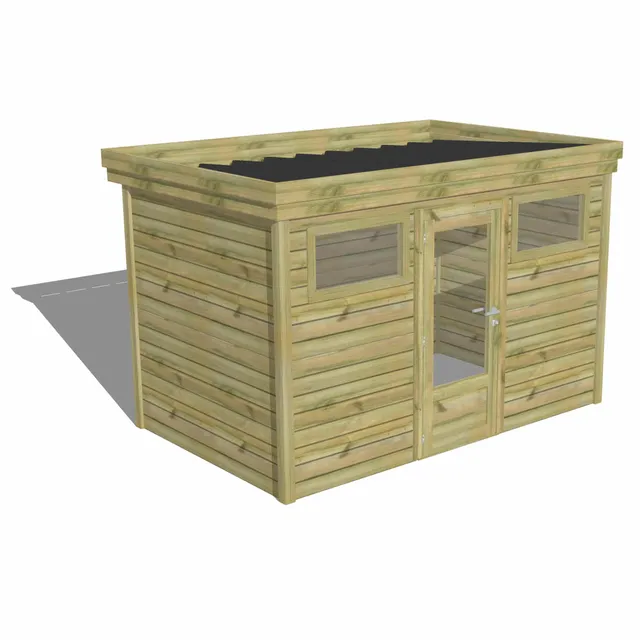 Abri Français Gamme Origine pool house bois 6,8 m² porte vitrée