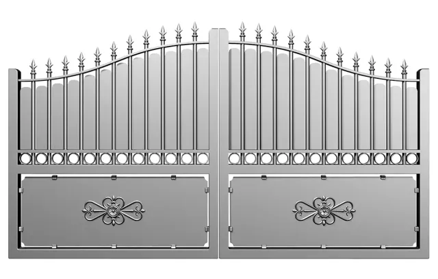 Préfalu Oubliette portail battant aluminium plein gendarme