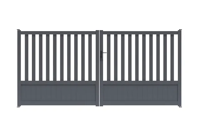 METAL GARDEN Portails Battants Aluminium semi barreaudé 3500x1500