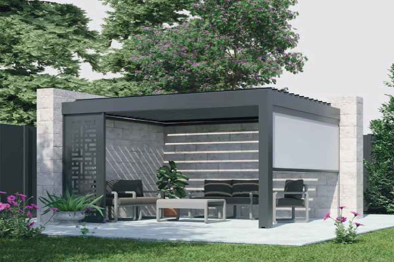 METAL GARDEN Pergolas bioclimatique adossée motorisée alu