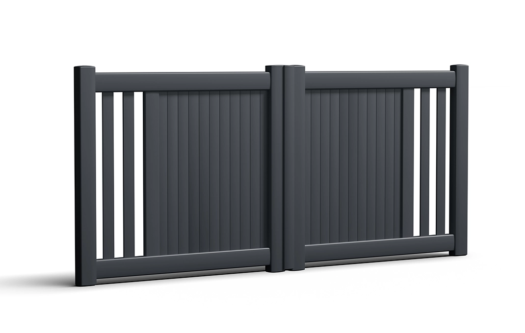 Préfalu Doron portail battant aluminium semi-ajouré vertical