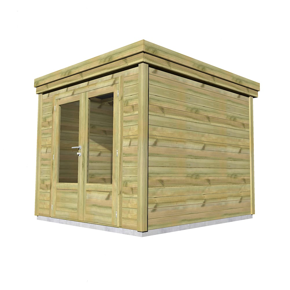 Abri Français Gamme Origine Abri Piscine 8m2 porte double bois