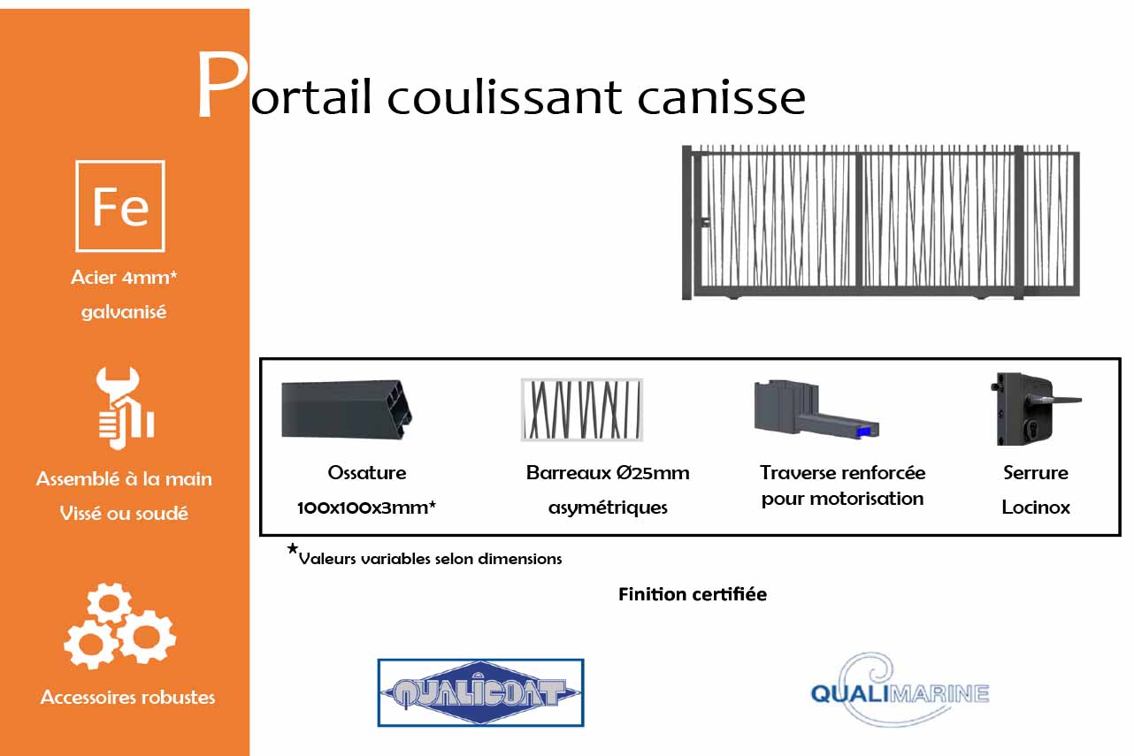 Metal Garden Coulissants Acier portail coulissant 4000x1750 canisse