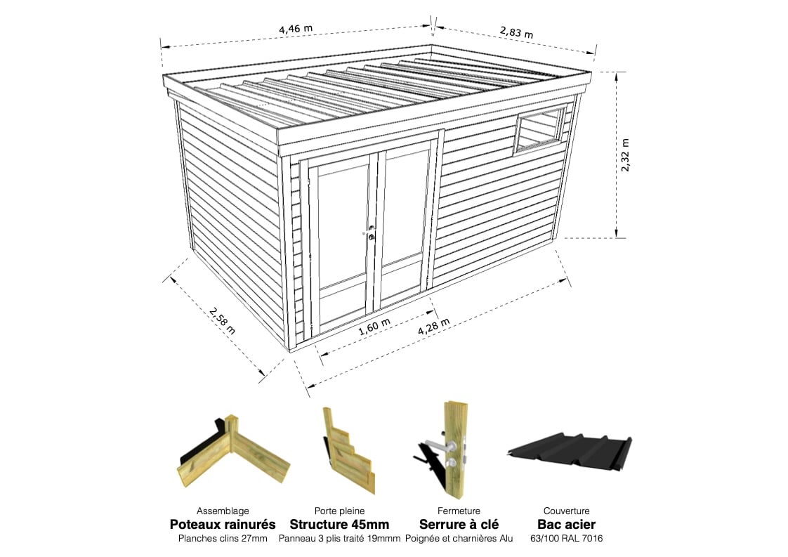 Abri Français Origine Rangement 10,5 m² abri jardin bois