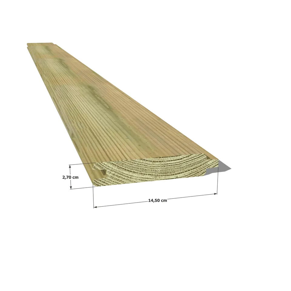Abri Français Bois détail 27x130 mm planche pin autoclave vert