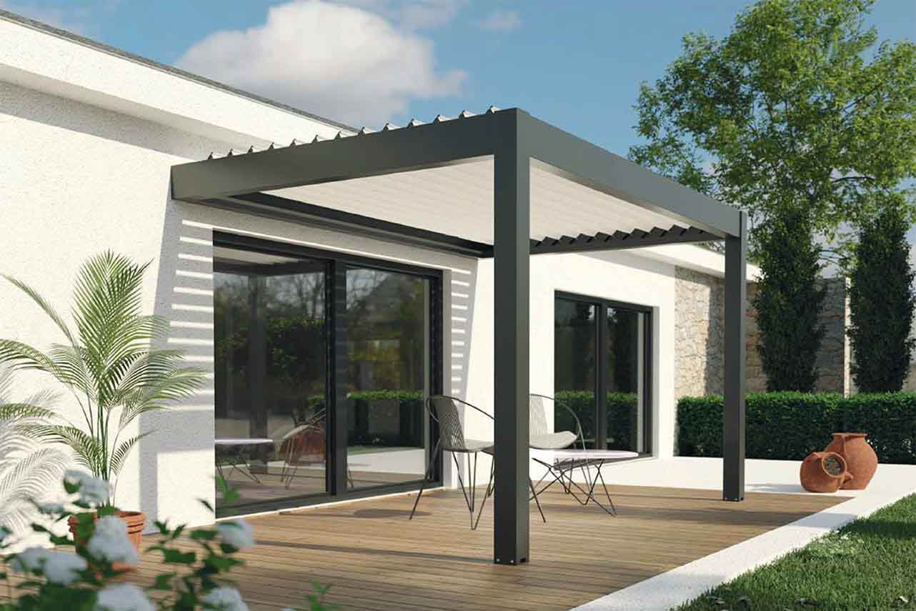 METAL GARDEN Pergolas bioclimatique adossée motorisée alu