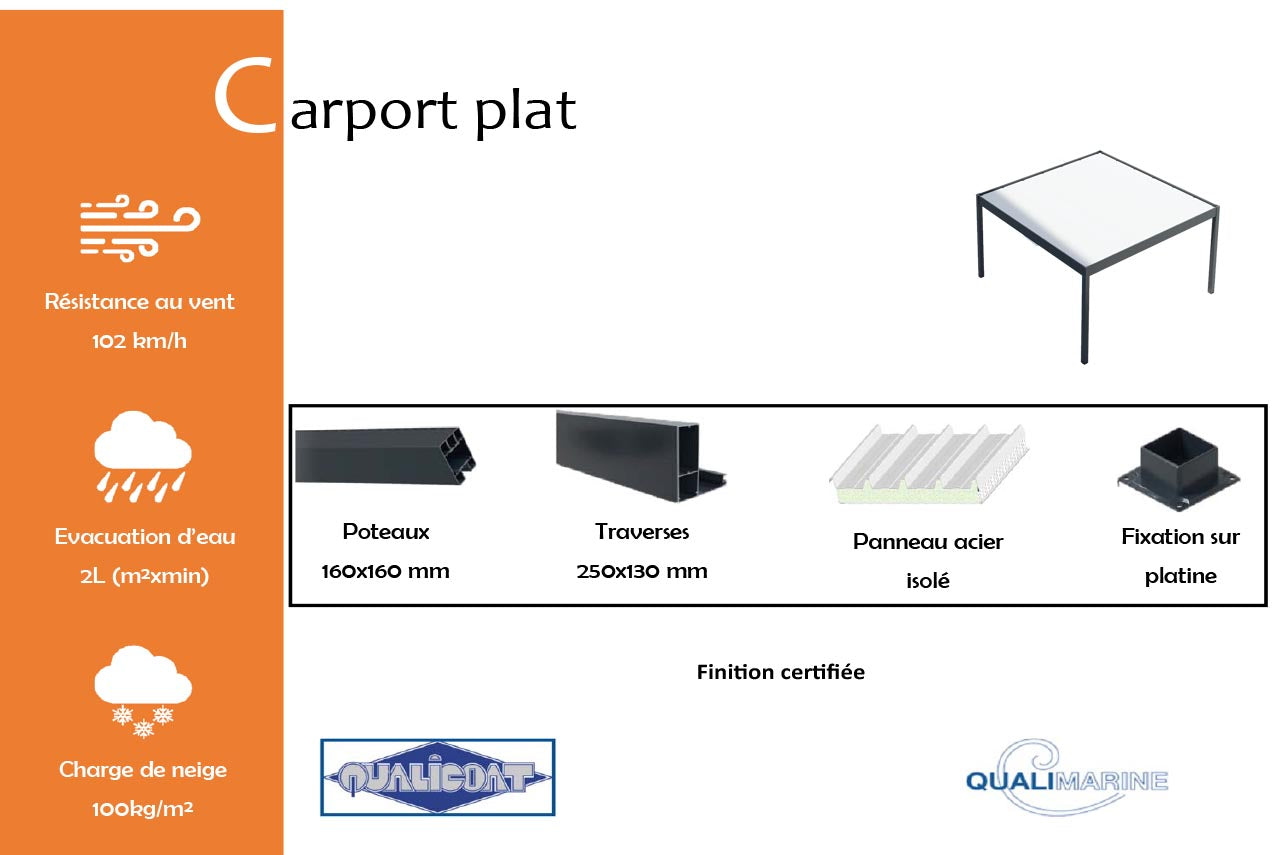 Metal Garden Carport plat abri voiture aluminium 2000 mm