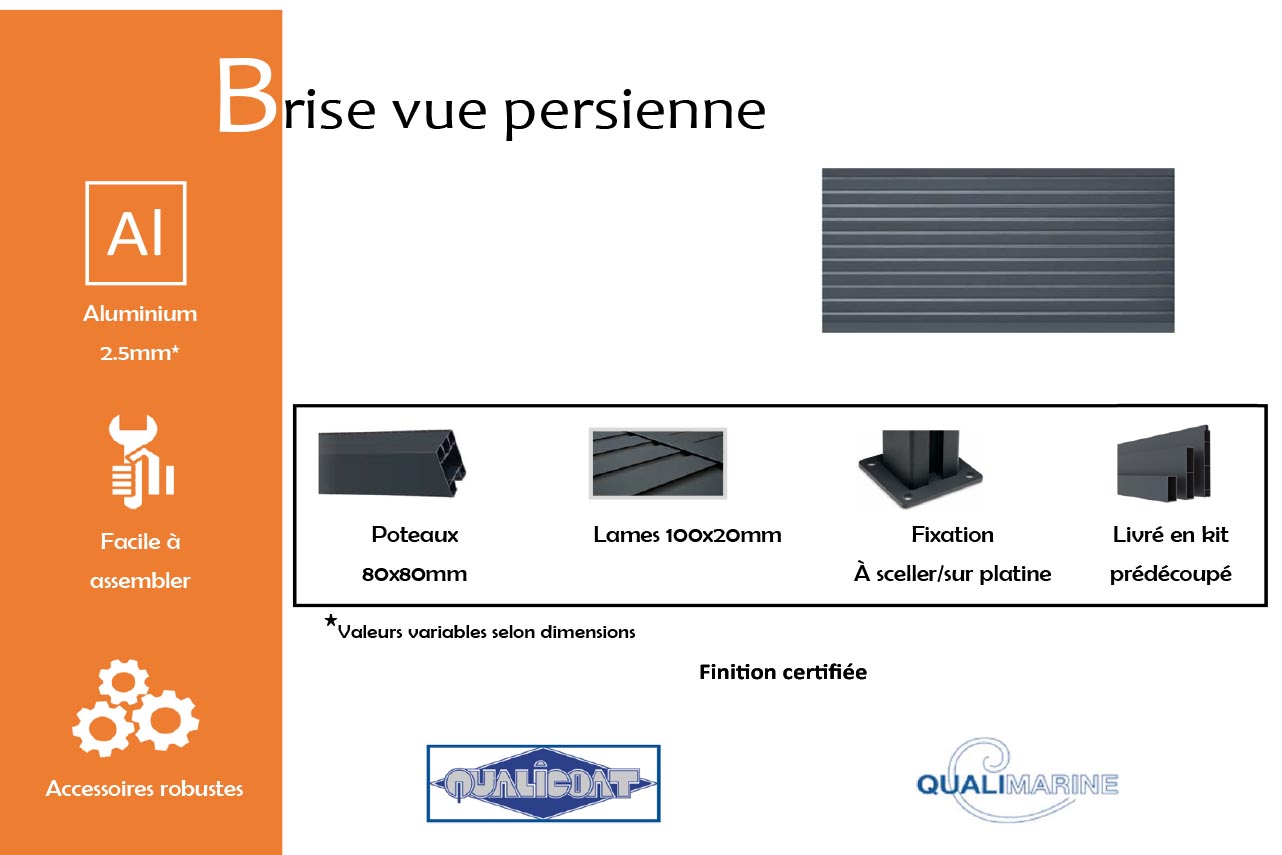 METAL GARDEN Brise-Vues Aluminium brise-vue persienne 1700