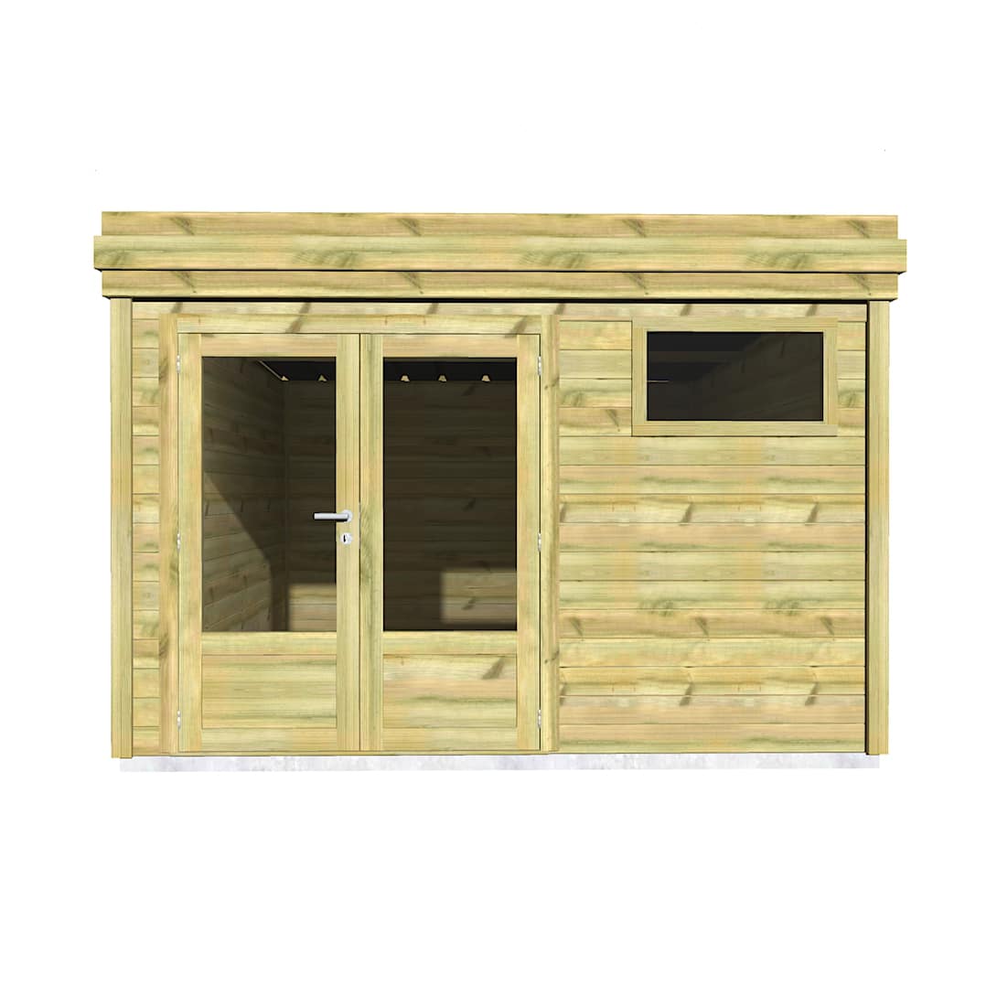 Abri Français Gamme Origine Abri Moto 16,4m2 porte double bois
