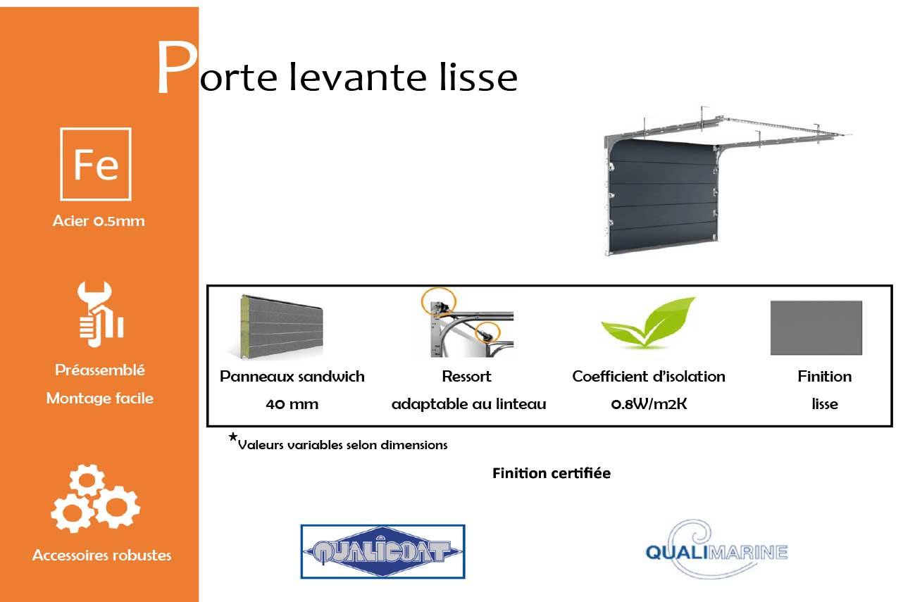 METAL GARDEN Portes de Garage levante lisse porte 2500x2000 gris