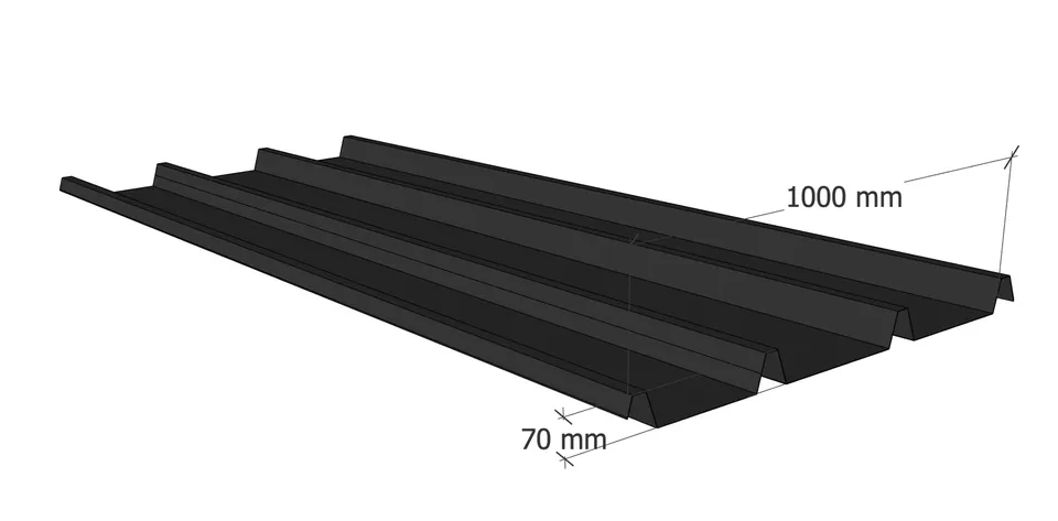 Abri Français Couverture Bac Acier 65/100 Gris RAL 7016 1000 mm