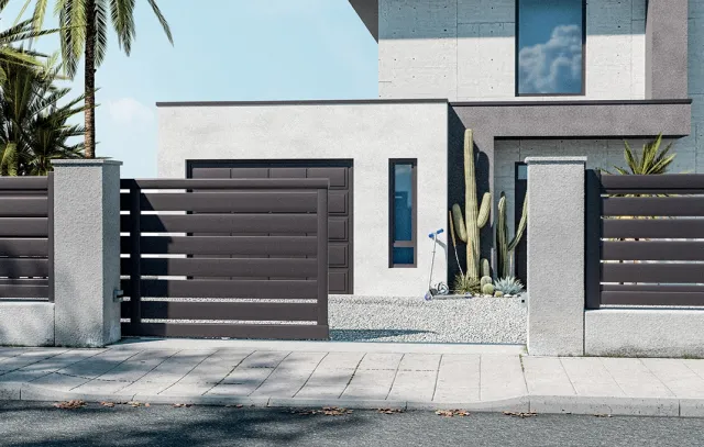 Préfalu Soufrière portail coulissant aluminium jardin