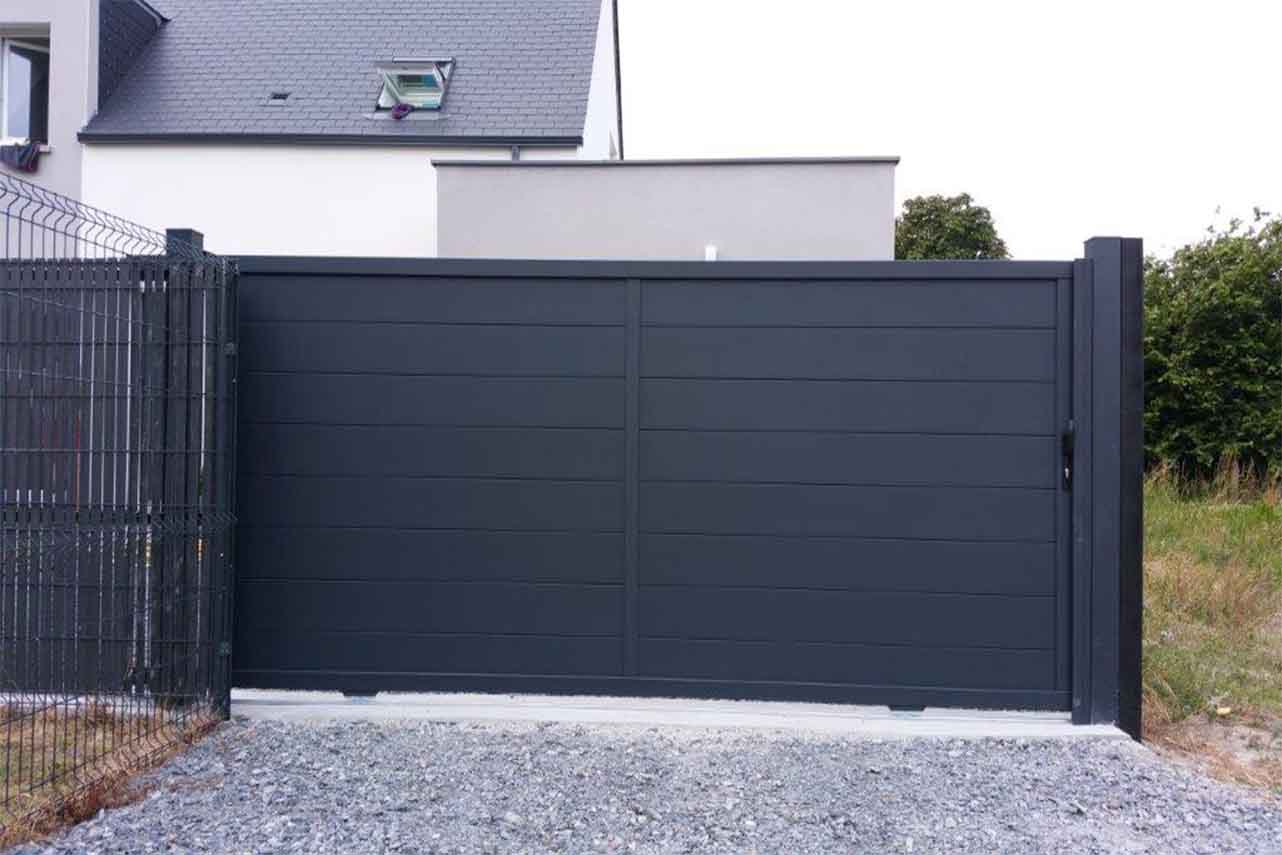 METAL GARDEN Coulissants Aluminium plein portail 3500x1600