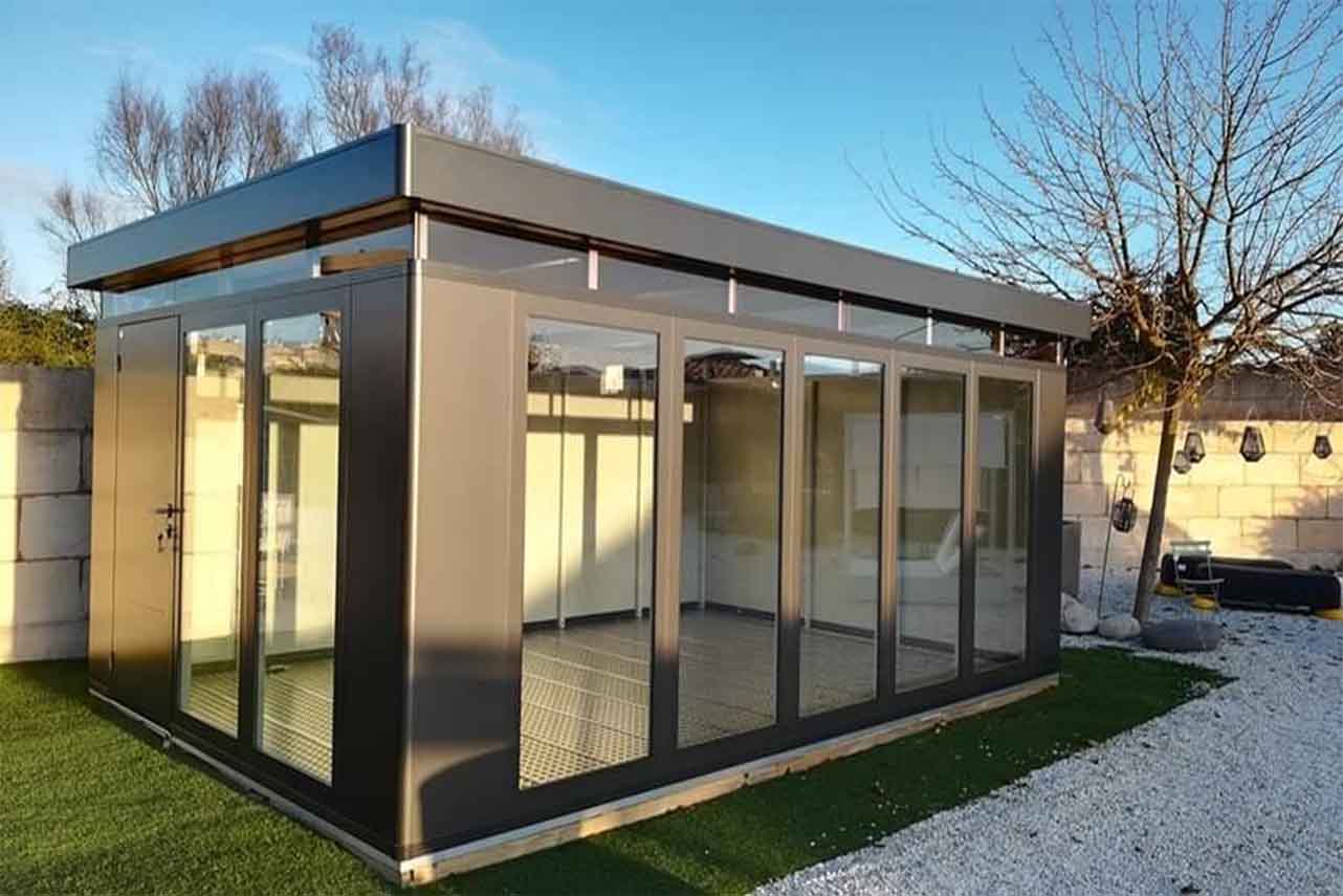 METAL GARDEN Véranda abri véranda verre acier 330 cm vitrée