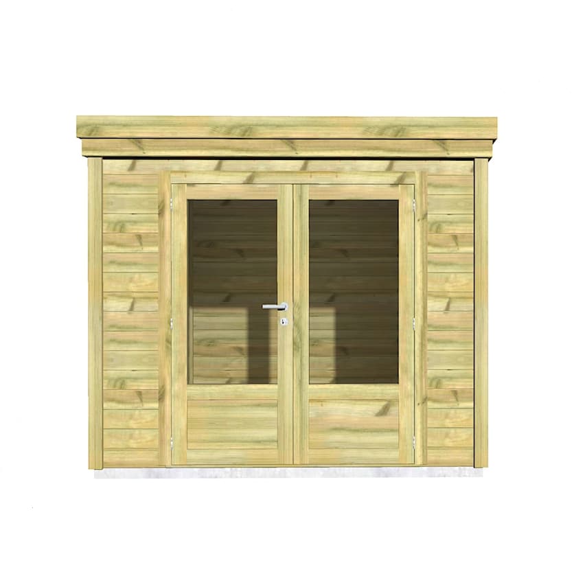 Abri Français Gamme Origine Abri Piscine 8m2 porte double bois