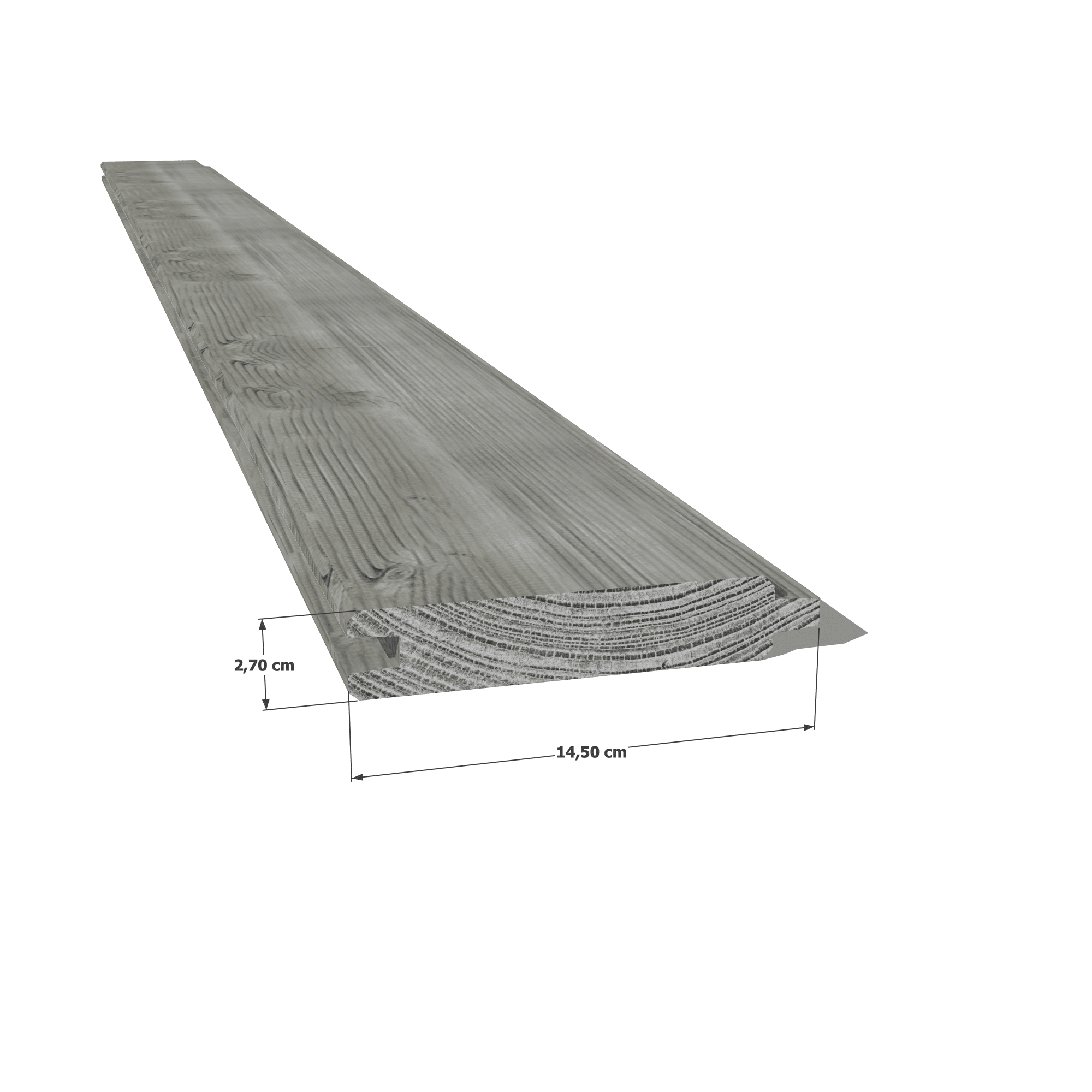 Abri Français Bois Planche Emboîtable Pin 27x130 mm Gris