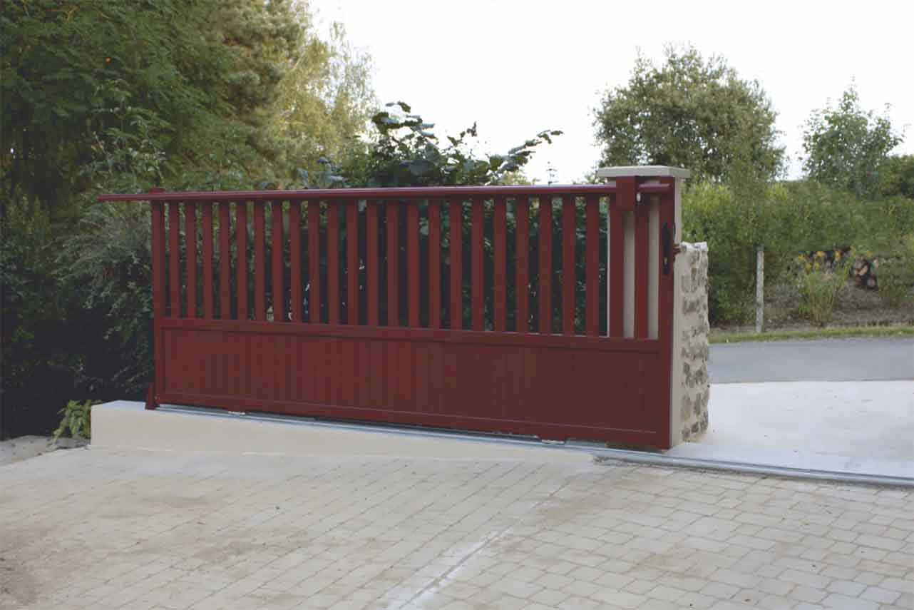 METAL GARDEN Portails Coulissants Alu semi barreaudé 3500x1600