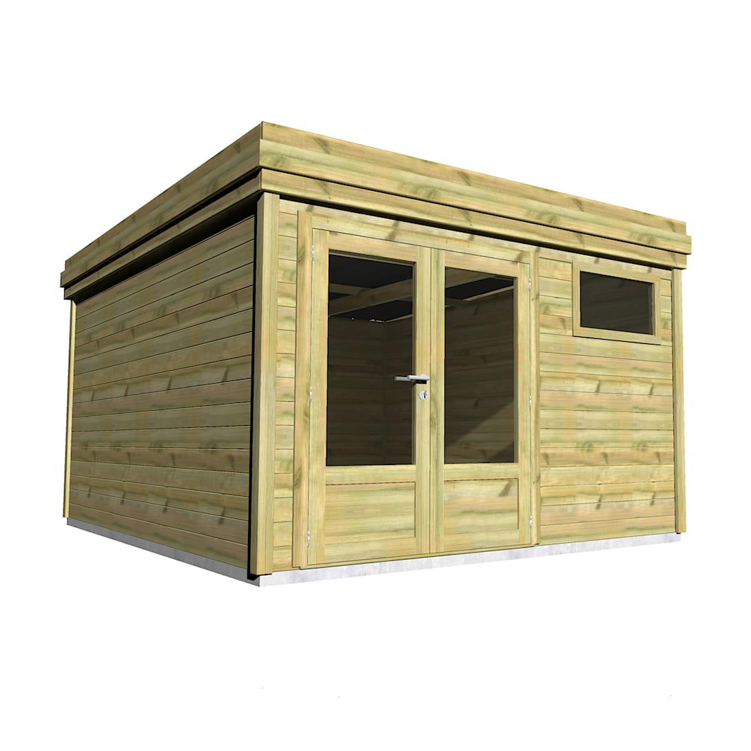 Abri Français Gamme Origine Abri Moto 16,4m2 porte double bois
