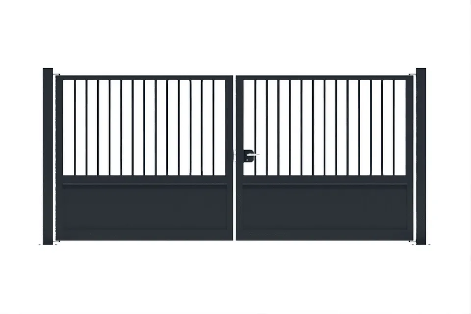 Metal Garden Battants Acier portail battant 3000x1500 soubassement