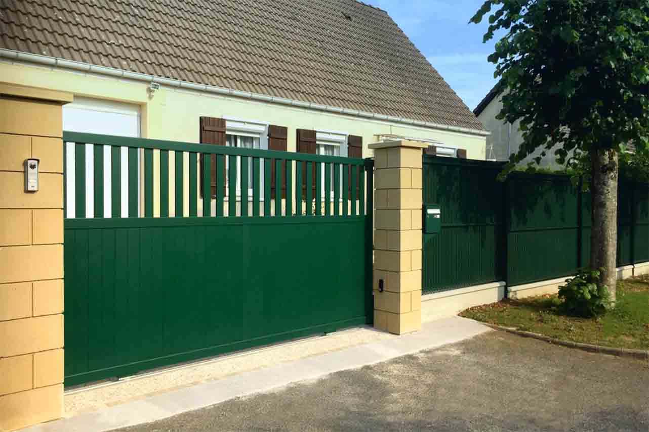 METAL GARDEN Semi Plein portail coulissant alu 3500 mm