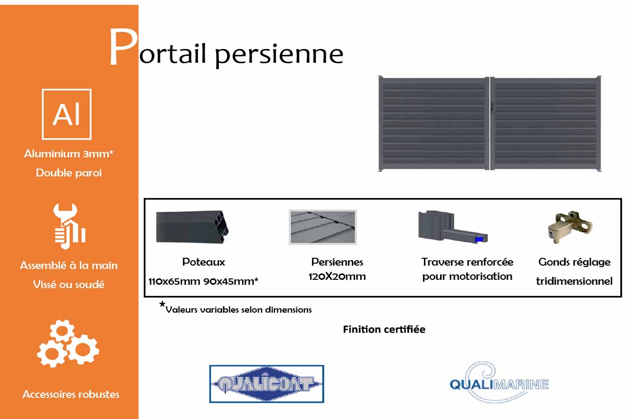 METAL GARDEN Portails Battants portail persienne 3500x1600 alu