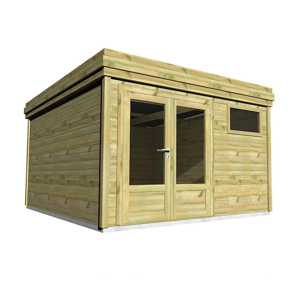 Abri Français Gamme Origine Abri Moto 16,4m2 porte double bois