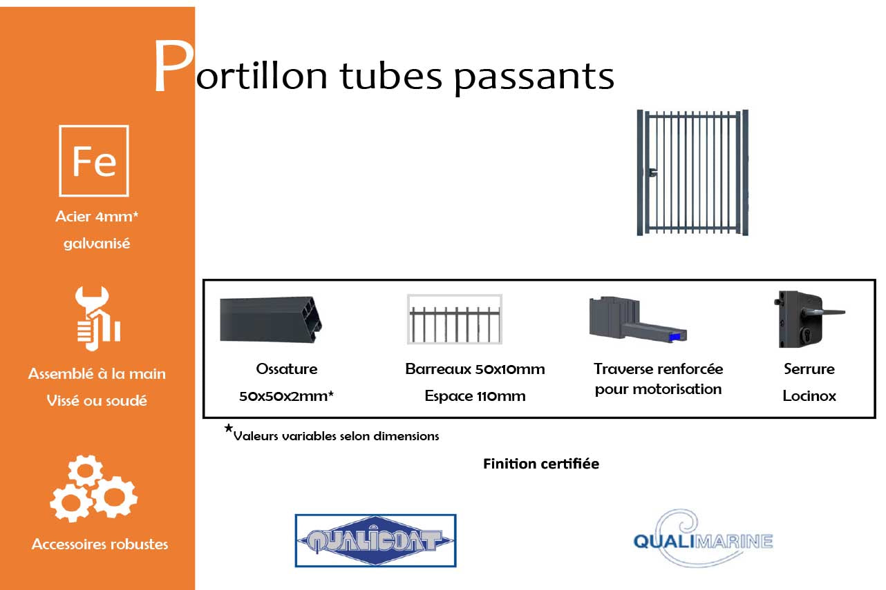 METAL GARDEN portillon tubes passants acier 1000x1500 mm