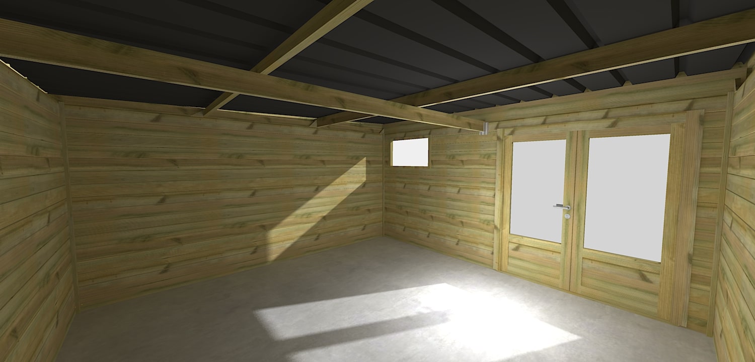 Abri Français Origine abri de jardin 20m² porte double 4,46 m