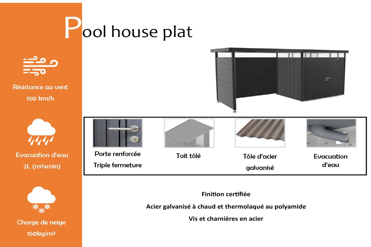METAL GARDEN Pool Houses pool house plat 275x195 cm acier
