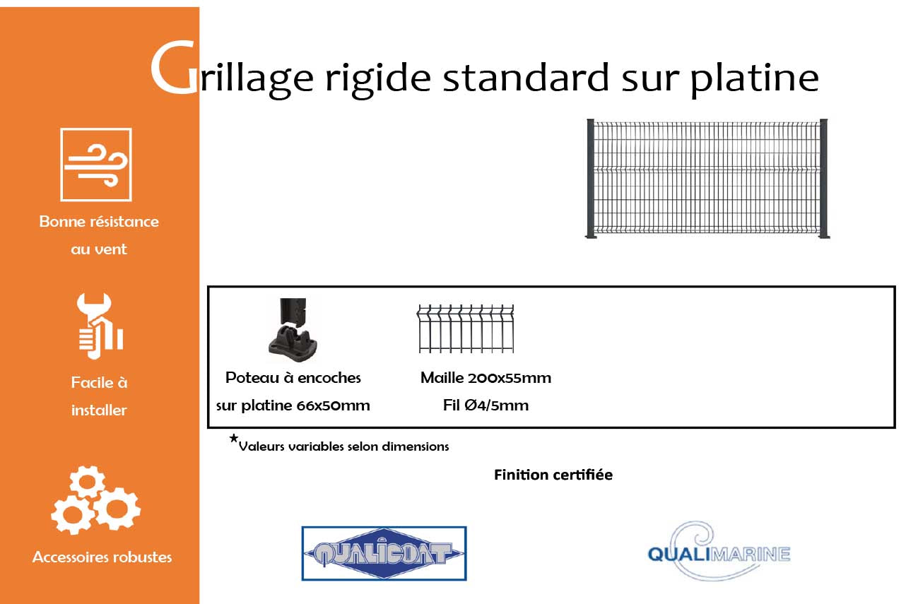 METAL GARDEN Grillage rigide standard sur platine 1030 mm