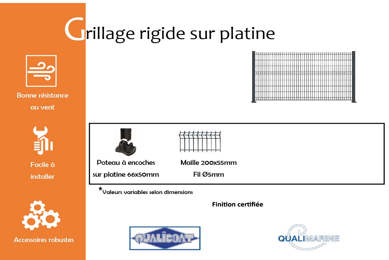 METAL GARDEN Grillage rigide sur platine 1030 mm