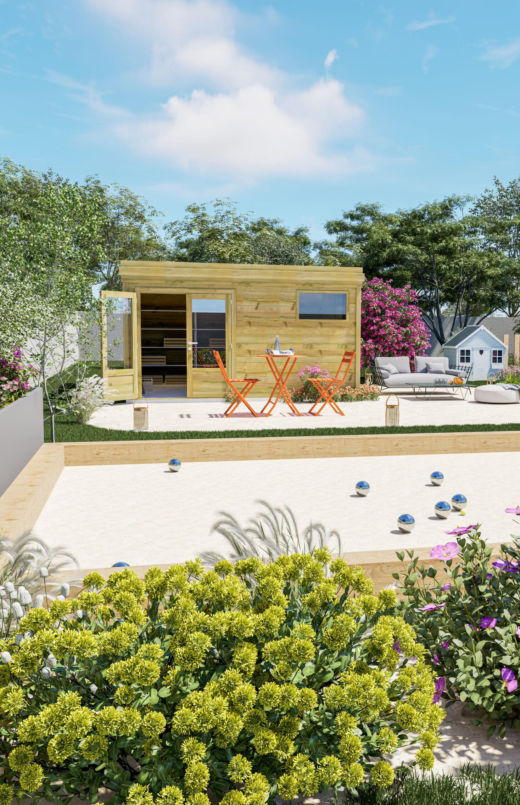 Abri Français Origine abri de jardin 20m² porte double 4,46 m
