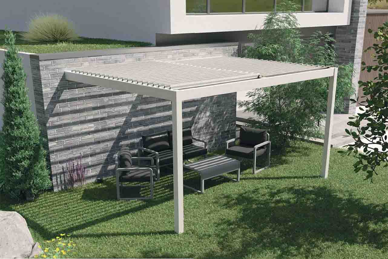 METAL GARDEN Pergolas bioclimatique adossée éco alu manuelle