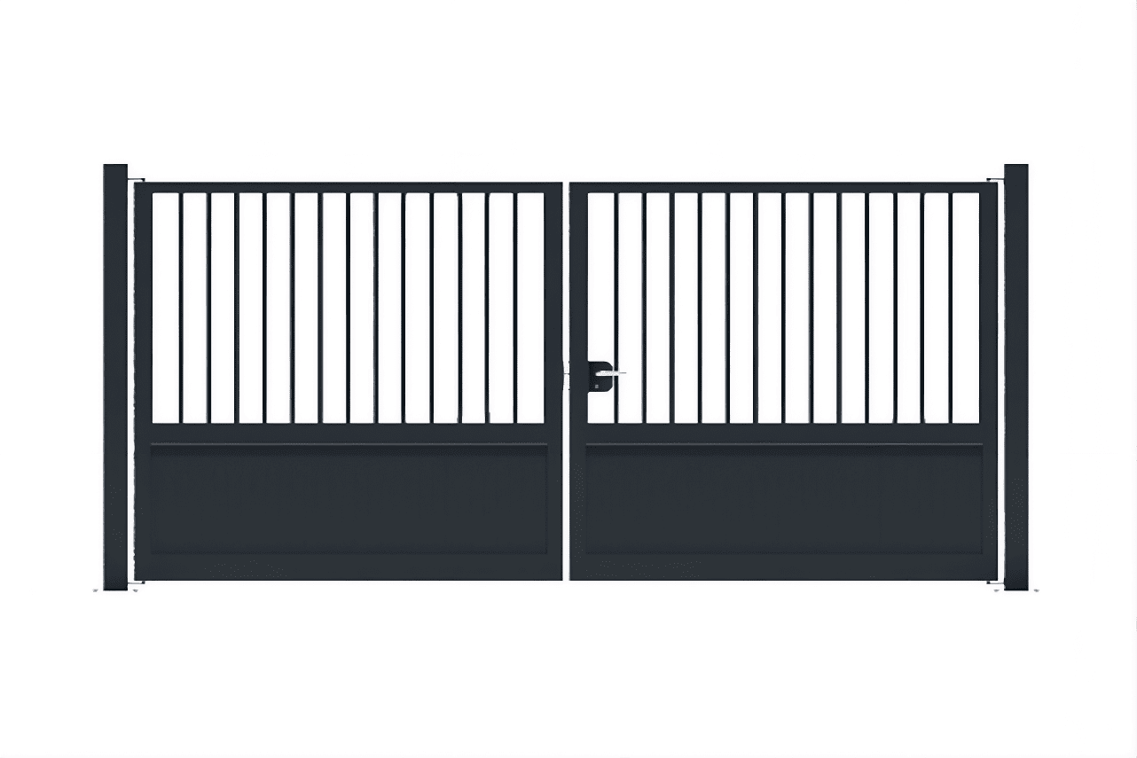 Metal Garden Battants Acier portail battant 3000x1500 soubassement