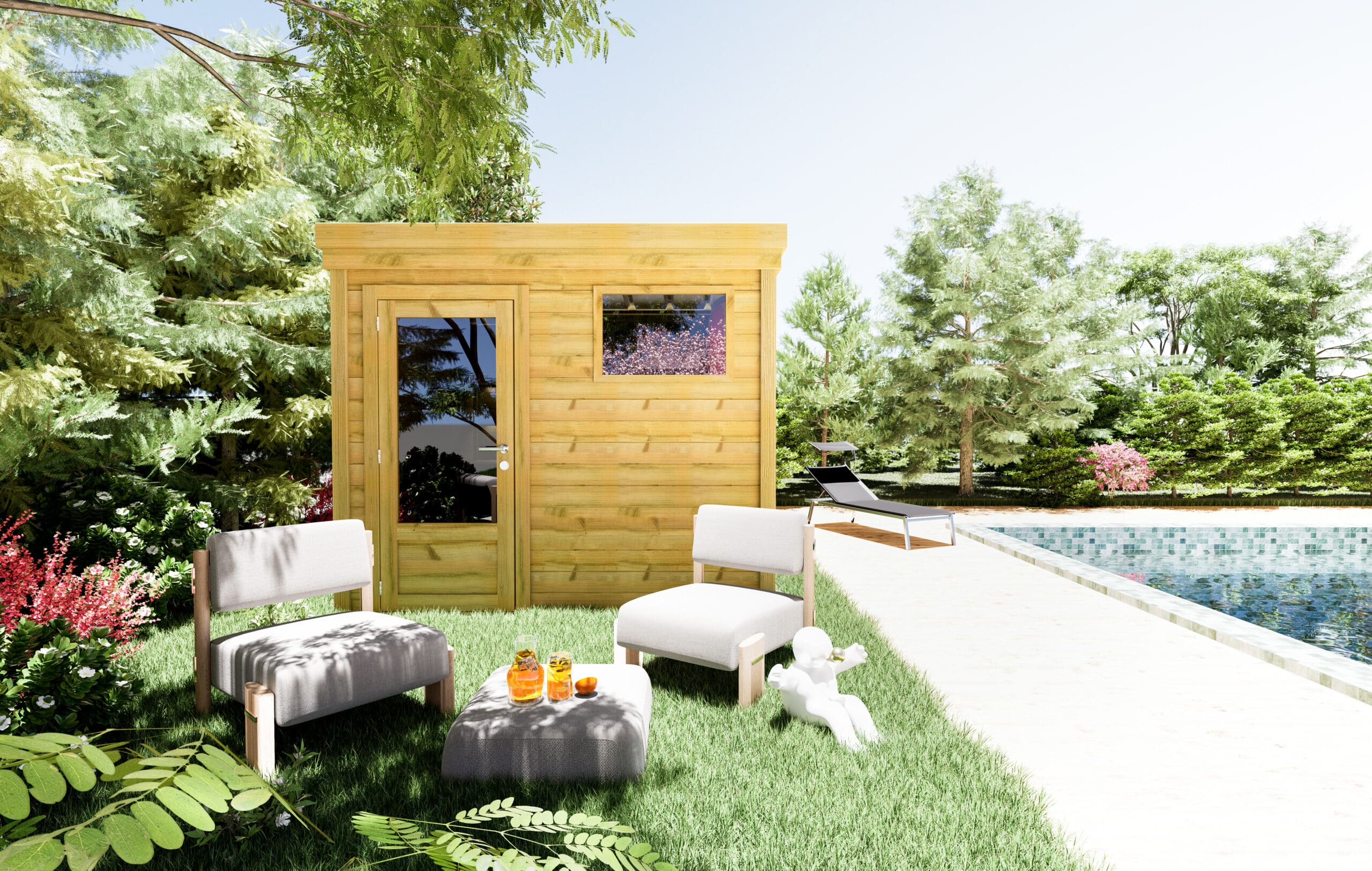 Abri Français Gamme Origine 2,76x2,91 m abri de jardin 8 m2 porte