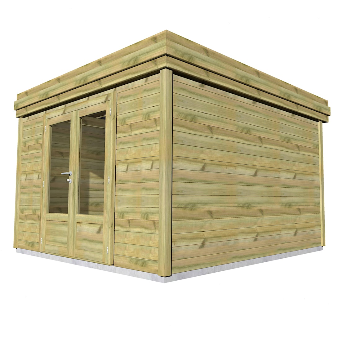 Abri Français Origine local de jardin 13,2 m² porte double pin 27mm