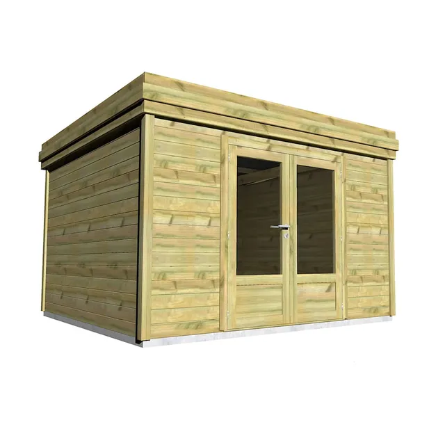 Abri Français Origine local de jardin 13,2 m² porte double pin 27mm