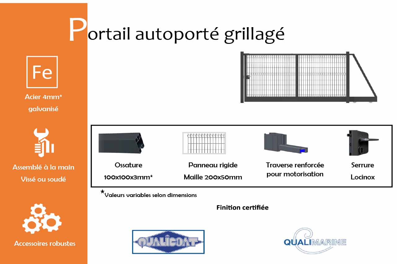 METAL GARDEN Portails Autoportés portail grillagé acier 3000