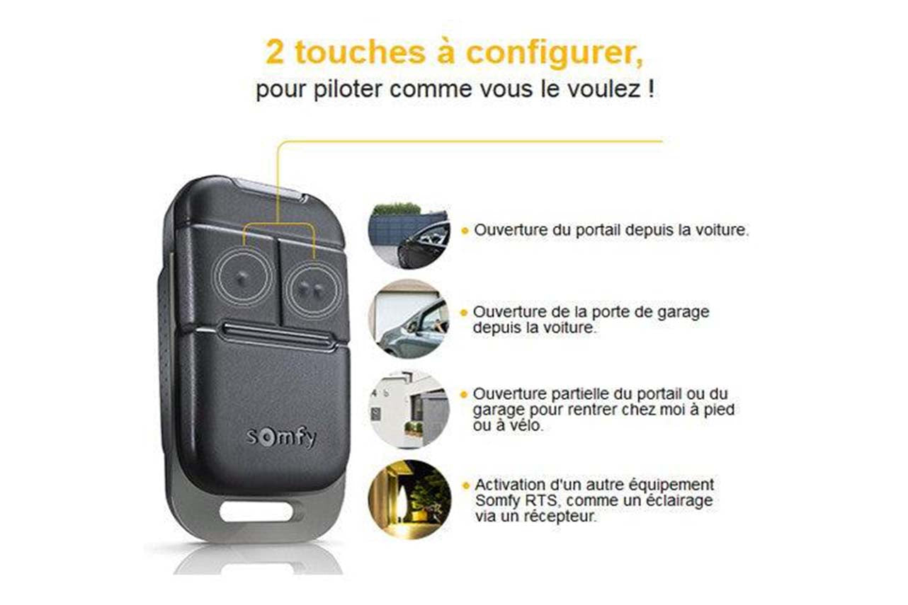 Somfy Keypop 2 RTS télécommande portail 2 boutons