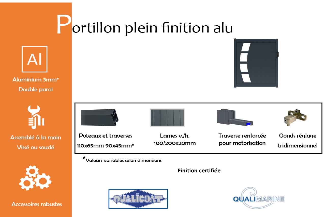 METAL GARDEN Portillons Aluminium portillon 1000x1000 plein
