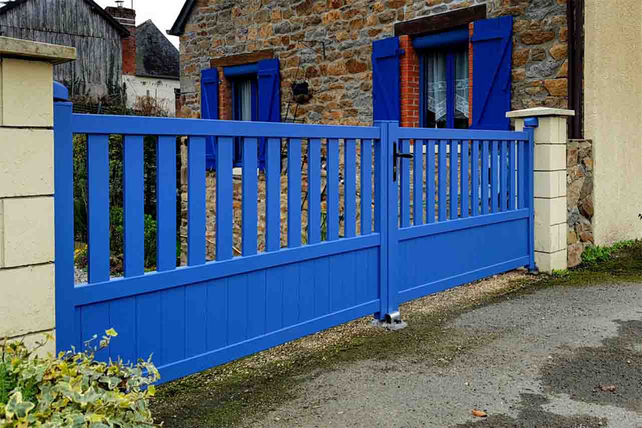 METAL GARDEN Portails Battants Aluminium semi barreaudé 3500x1500