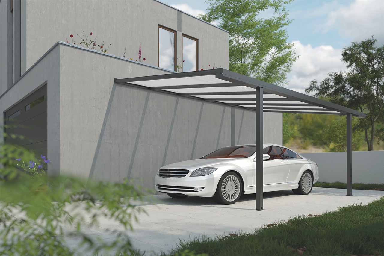 METAL GARDEN Abris de Voiture carport adossé 3000x3000