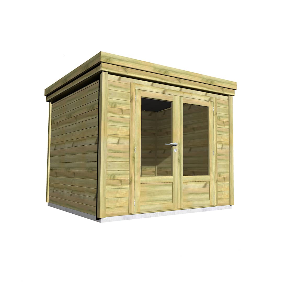 Abri Français Gamme Origine Abri Piscine 8m2 porte double bois